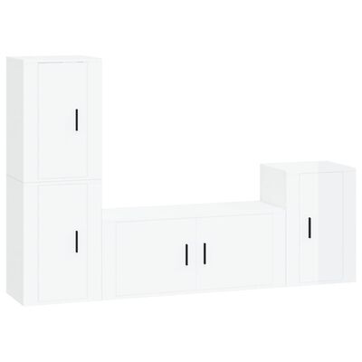 vidaXL Ensemble de meubles TV 4 pcs Blanc brillant Bois d'ingénierie