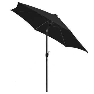 vidaXL Parasol de jardin avec lumières LED et mât en aluminium noir