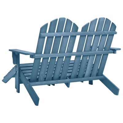 vidaXL Chaise de jardin Adirondack 2 places et pouf sapin massif bleu