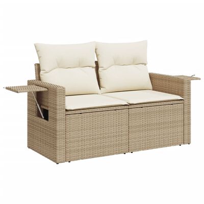 vidaXL Salon de jardin avec coussins 10 pcs beige résine tressée