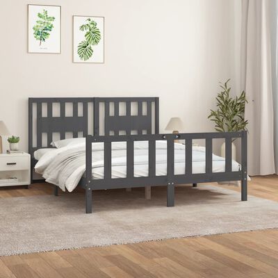 vidaXL Cadre de lit sans matelas gris bois de pin massif