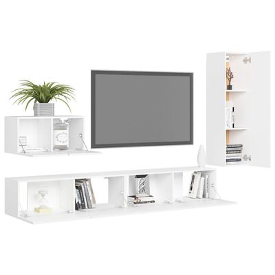 vidaXL Ensemble de meubles TV 4 pcs Blanc Bois d'ingénierie