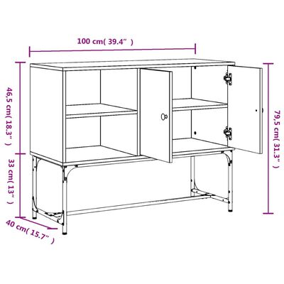 vidaXL Buffet chêne fumé 100x40x79,5 cm bois d'ingénierie