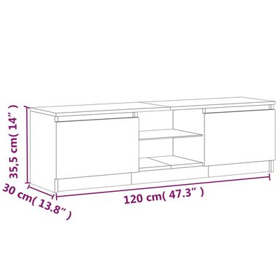 vidaXL Meuble TV avec lumières LED sonoma gris 120x30x35,5 cm