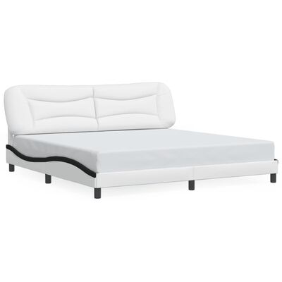 vidaXL Cadre de lit sans matelas blanc et noir 200x200 cm similicuir