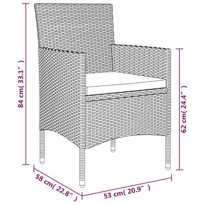 vidaXL Ensemble à manger de jardin coussins 7 pcs Marron/noir