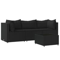 vidaXL Salon de jardin 4 pcs avec coussins Noir Résine tressée