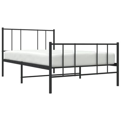 vidaXL Cadre de lit métal sans matelas avec pied de lit noir 100x190cm