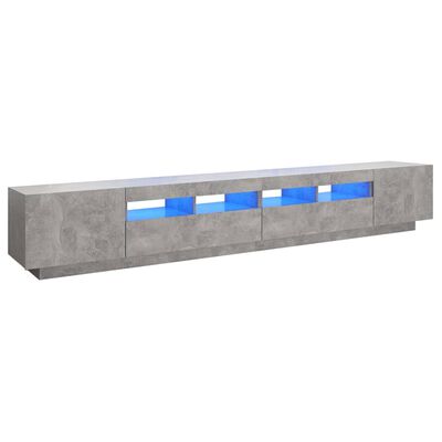 vidaXL Meuble TV avec lumières LED Gris béton 260x35x40 cm