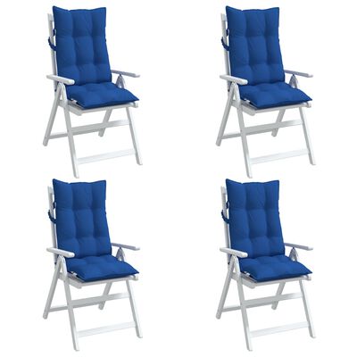 vidaXL Coussins de chaise à dossier haut lot de 4 bleu royal