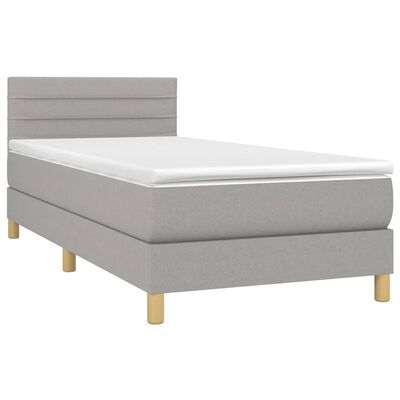 vidaXL Sommier à lattes de lit avec matelas Gris clair 90x200 cm Tissu