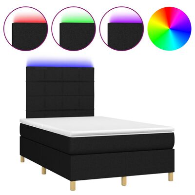 vidaXL Sommier à lattes de lit et matelas et LED Noir 120x200 cm Tissu