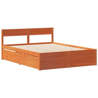 vidaXL Cadre de lit sans matelas cire marron 140x190cm bois pin massif