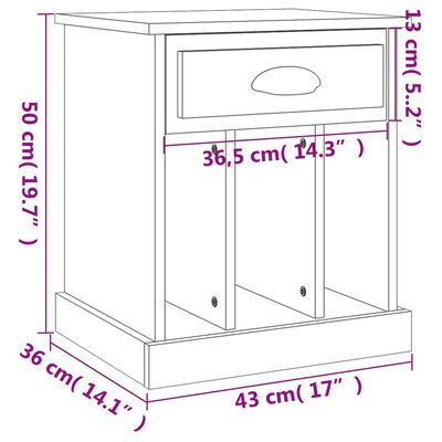 vidaXL Tables de chevet 2 pcs noir 43x36x50 cm