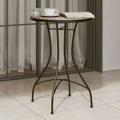 vidaXL Table de bistro mosaïque terre cuite blanc Ø50x70 cm céramique