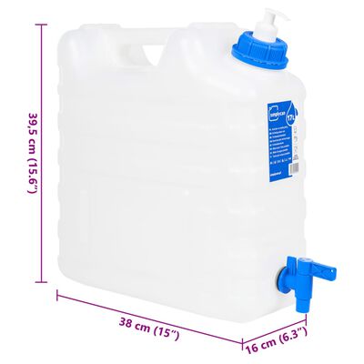 vidaXL Bidon d'eau avec robinet distributeur de savon 15 L plastique