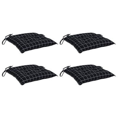 vidaXL Coussins de chaise lot de 4 carreaux noir 40x40x7 cm tissu