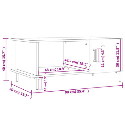 vidaXL Table basse gris béton 90x50x40 cm bois d'ingénierie