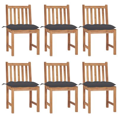 vidaXL Chaises de jardin lot de 6 avec coussins Bois de teck massif