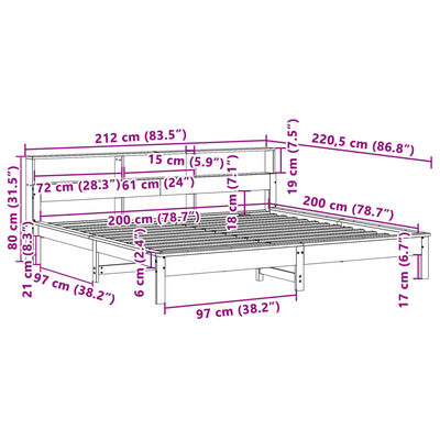 vidaXL Cadre de lit sans matelas blanc 200x200 cm bois massif de pin