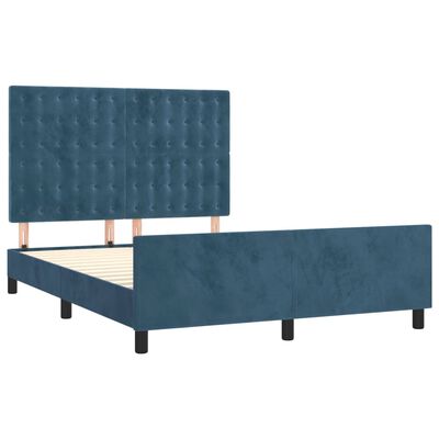 vidaXL Cadre de lit sans matelas bleu foncé 140x190 cm velours