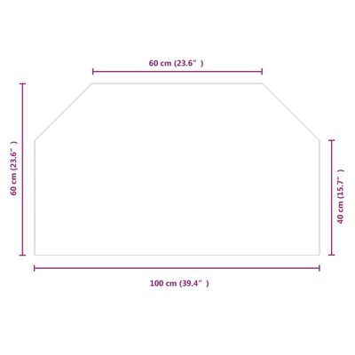 vidaXL Plaque de verre pour cheminée hexagonale 100x60 cm