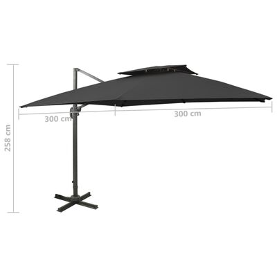 vidaXL Parasol de jardin en porte-à-faux avec double toit noir