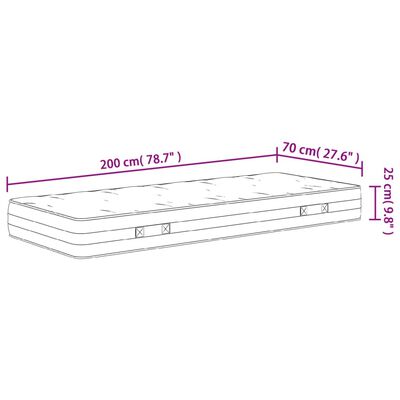 vidaXL Matelas à ressorts ensachés dureté moyenne 70x200 cm