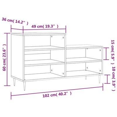 vidaXL Armoire à chaussure Blanc brillant 102x36x60 cm Bois ingénierie