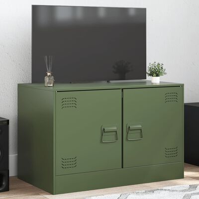 vidaXL Meuble TV vert olive 67x39x44 cm acier