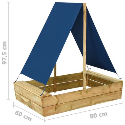 vidaXL Bac à sable avec toit 80x60x97,5 cm Bois de pin imprégné