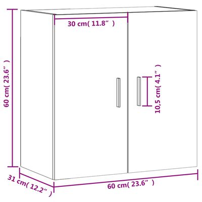 vidaXL Armoire murale gris béton 60x31x60 cm bois d'ingénierie