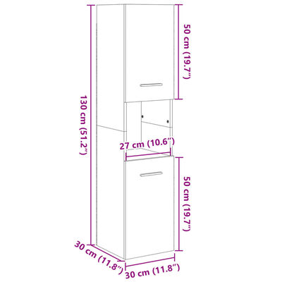 vidaXL Armoire de salle de bain Chêne sonoma 30x30x130 cm Aggloméré