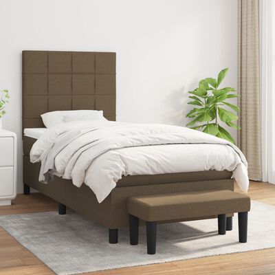 vidaXL Sommier à lattes de lit avec matelas Marron foncé 90x190 cm