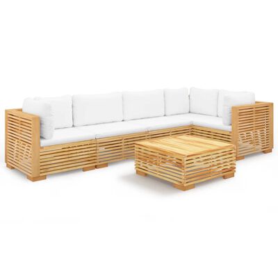 vidaXL Salon de jardin 6 pcs avec coussins Bois de teck solide