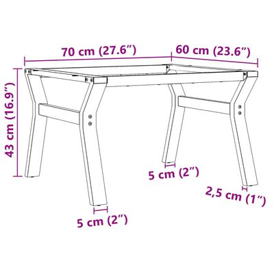 vidaXL Pieds de table basse cadre en Y 70x60x43 cm fonte