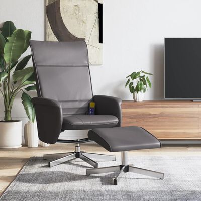 vidaXL Fauteuil inclinable de massage avec repose-pied gris similicuir