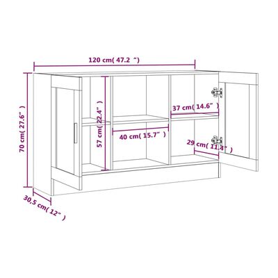 vidaXL Buffet Sonoma gris 120x30,5x70 cm Bois d'ingénierie