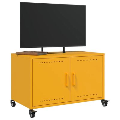 vidaXL Meuble TV jaune moutarde 68x39x43,5 cm acier