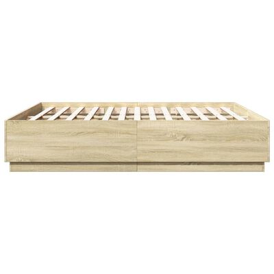 vidaXL Cadre de lit avec LED sans matelas chêne sonoma 200x200 cm