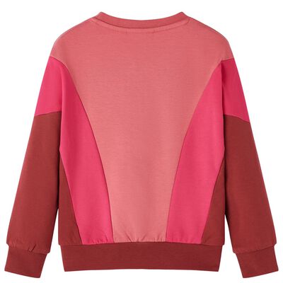 Sweat-shirt enfants bloc de couleurs rose et henné 140