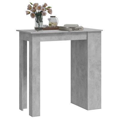 vidaXL Table de bar à étagère de rangement Gris béton 102x50x103,5 cm