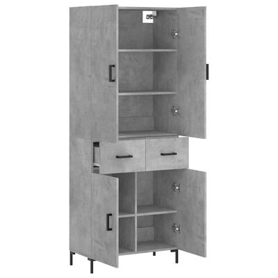 vidaXL Buffet haut Gris béton 69,5x34x180 cm Bois d'ingénierie