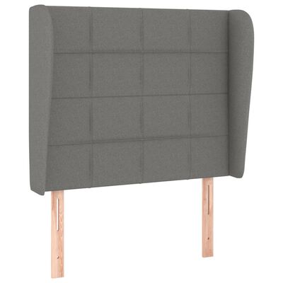 vidaXL Tête de lit avec oreilles Gris foncé 103x23x118/128 cm Tissu