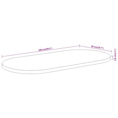 vidaXL Dessus de table 100x50x3,8 cm ovale bois massif d'acacia