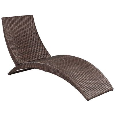 vidaXL Chaise longue pliable avec coussin Résine tressée Marron