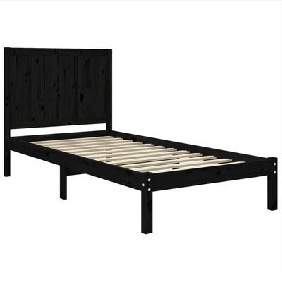 vidaXL Cadre de lit Noir Bois de pin massif 90x190 cm Simple