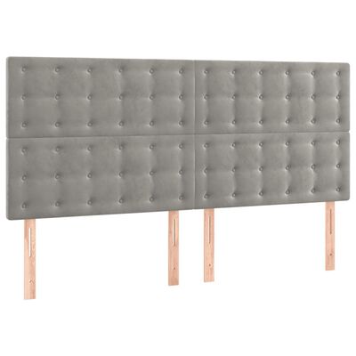 vidaXL Tête de lit à LED Gris clair 180x5x118/128 cm Velours