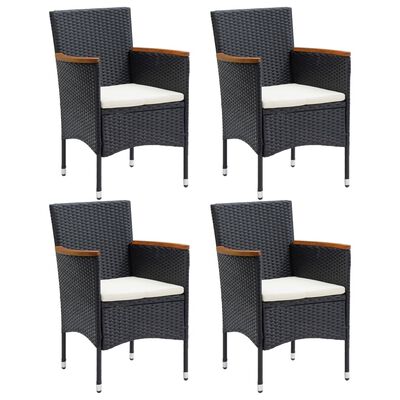 vidaXL Chaises à manger de jardin lot de 4 Résine tressée Noir