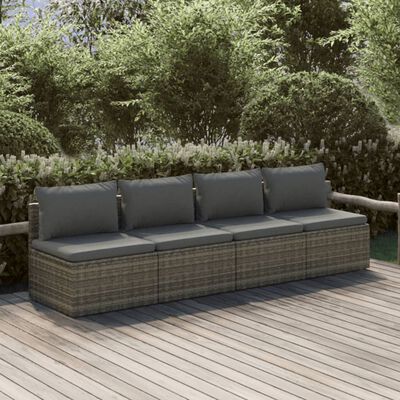 vidaXL Salon de jardin 4 pcs avec coussins Gris Résine tressée